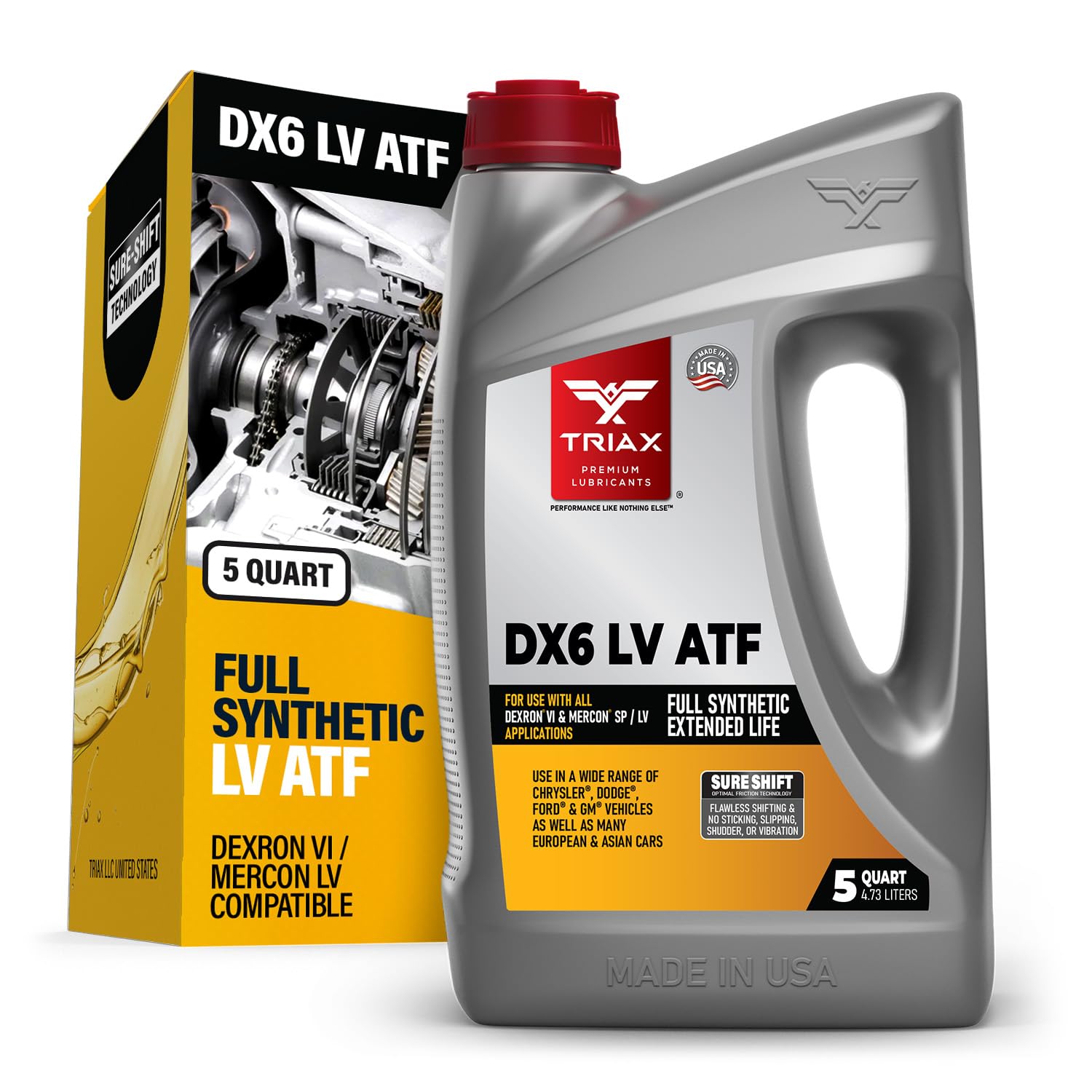 TRIAX DX6 LV ATF - Compatible with Dexron VI and Mercon SP/LV Applications - Full Synthetic, OEM Grade, Low Viscosity, Fill for Life Automatic Transmission Fluid (5 Quart)