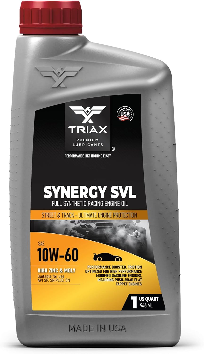 TRIAX Synergy SVL 10W-60, Racing Grade, Full Synthetic Engine Oil, Street and Track Formulation (1 Quart)