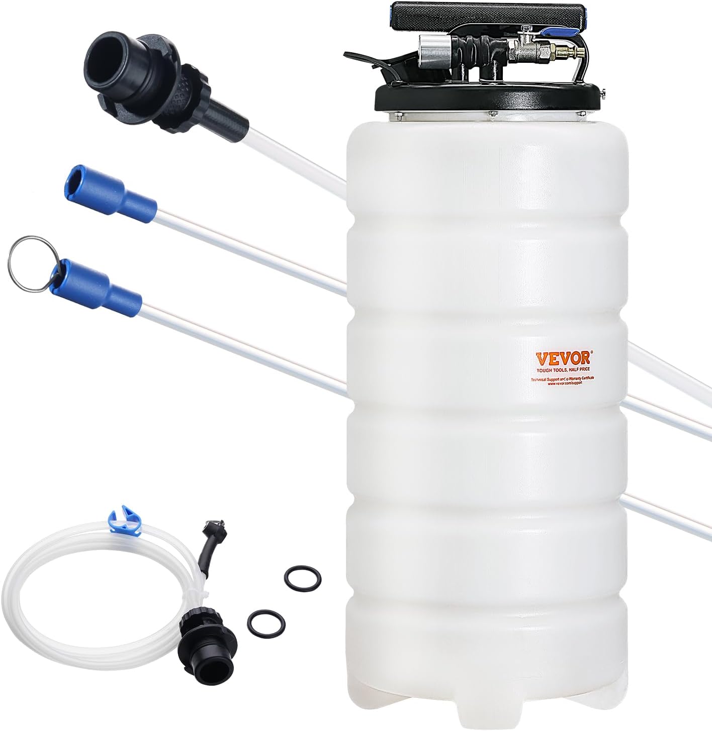 VEVOR 15L Pneumatic/Manual Fluid Extractor Pump, Oil Changer Vacuum Fluid Extractor, Oil Extractor Change Pump for Automotive, Oil Change & Fluid Change Tool with Dipstick and Suction Hose