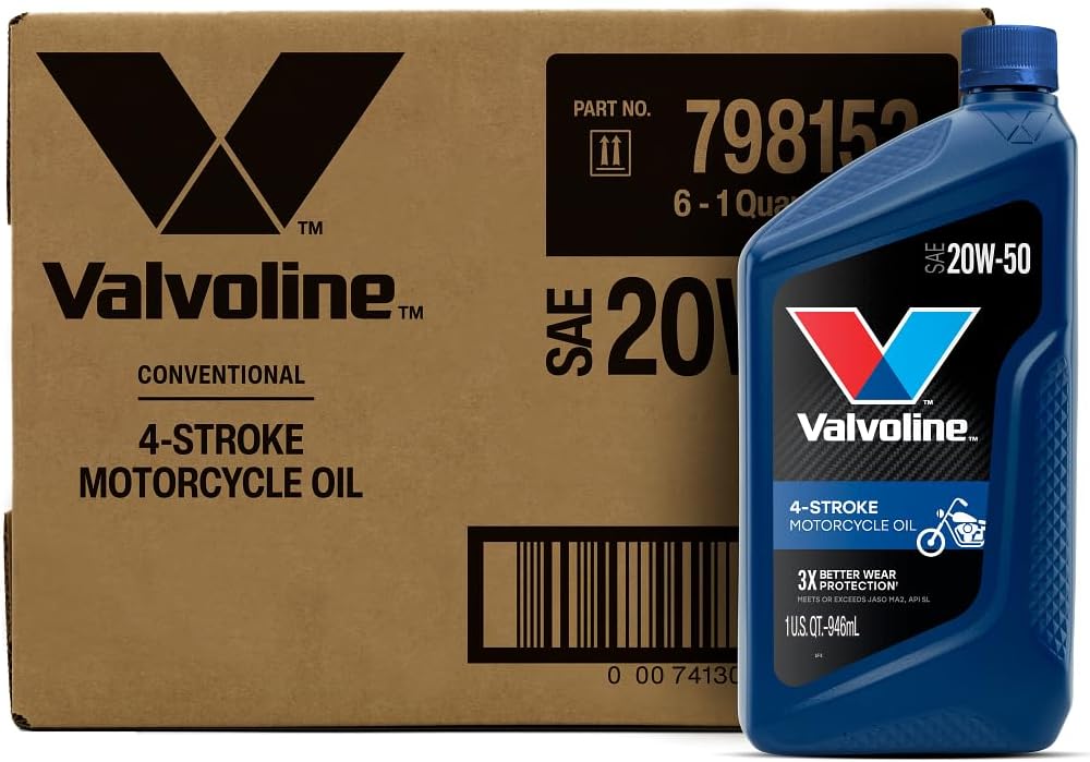 Valvoline 4-Stroke Motorcycle SAE 20W-50 Motor Oil 1 QT, Case of 6