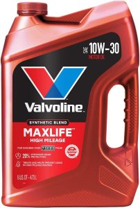 Valvoline High Mileage with MaxLife Technology 10W-30 Synthetic Blend Motor Oil 5 Quart, Best 10W-30 Synthetic Engine Oil