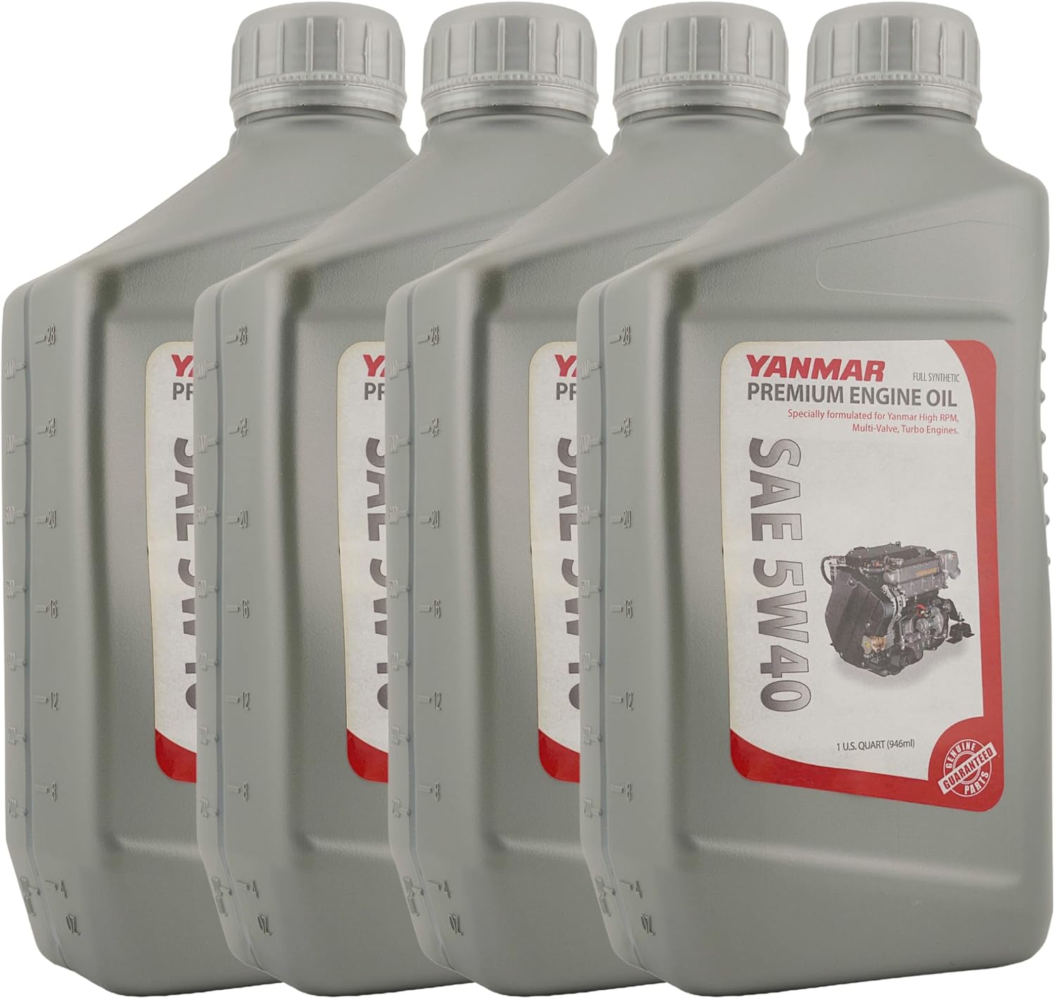 Yanmar 50540 Premium Engine Oil SAE 5W-40 – Full Synthetic – 1 Quart – Marine & Industrial Diesel Engine Oil (Pack of 4)