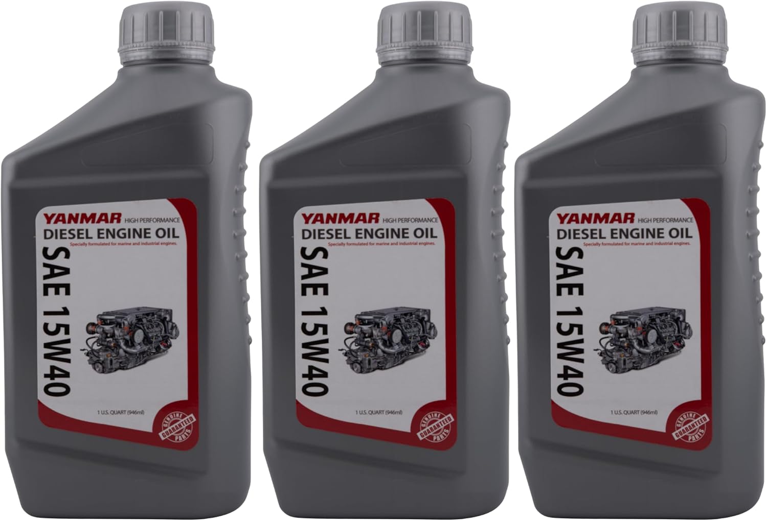 Yanmar Genuine 41540 SAE 15W-40 High Performance Diesel Engine Oil, OEM Yanmar Motor Oil, 1 Quart (0.946 L) Bottle, Pack of 3