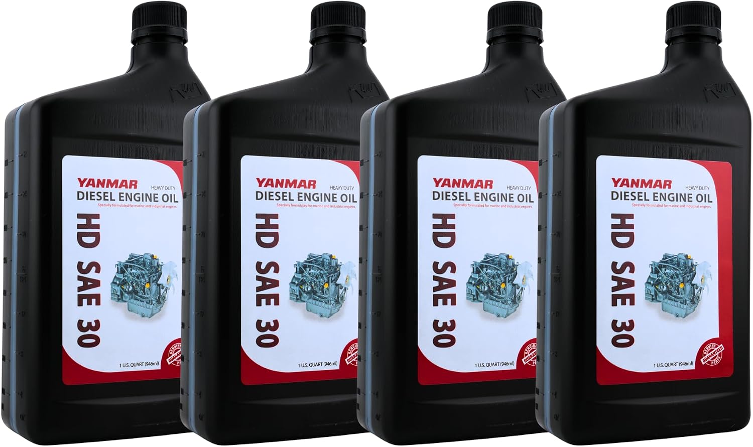 Yanmar HD SAE 30 Diesel Engine Oil – Heavy Duty – API CF/CF-4 / ACEA E2 – 1 Quart – Marine & Industrial Engine Oil (Pack of 4)
