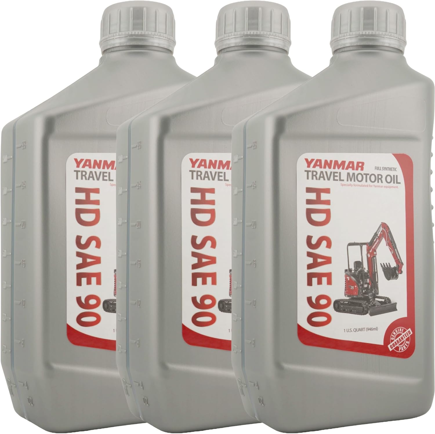 Yanmar SAE90 Travel Motor Oil – Full Synthetic – For Yanmar Equipment – 1 Quart (Pack of 3)